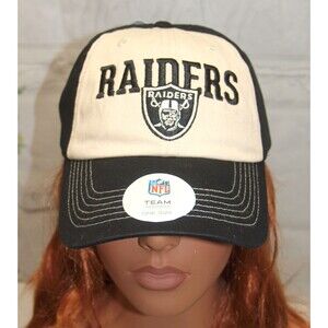 Las Vegas Raiders NFL Team Headwear Black & Beige Embroidered Trucker Hat NWT